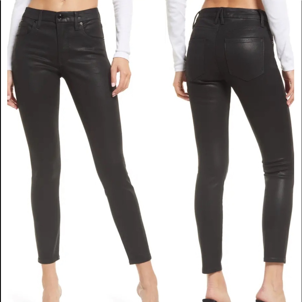 Good American Good Legs Coated Ankle Straight Leg Jeans